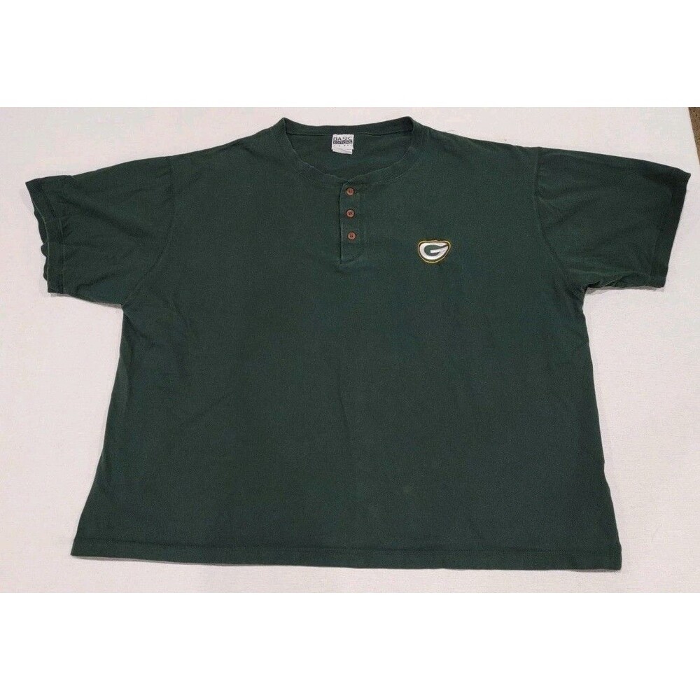 Green Bay Packers NFL Short Sleeve Henley Basic Editions Big Man Adult Size 3XL